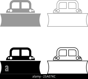 Souffleuse à neige machine déneigée chasse-neige camion charrue déneigement véhicule équipé saisons transport hiver équipement d'entretien d'autoroute nettoyer ensemble icône gris noir illustration vectorielle image simple remplissage plein contour ligne mince plat style. Souffleuse à neige machine claire chasse-neige camion charrue déneigement véhicule équipé saisons transport hiver équipement d'entretien d'autoroute Clean Set icône gris noir illustration vectorielle image plein contour ligne de contour mince style plat Illustration de Vecteur