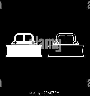 Souffleuse à neige machine claire chasse-neige camion charrue déneigement véhicule équipé saisons transport hiver équipement d'entretien d'autoroute Clean Set icône blanc illustration vectorielle image simple plein contour ligne de contour mince style plat. Souffleuse à neige machine claire chasse-neige camion charrue véhicule équipé saisons transport hiver équipement d'entretien d'autoroute Clean Set icône blanc illustration vectorielle image plein contour ligne de contour mince style plat Illustration de Vecteur
