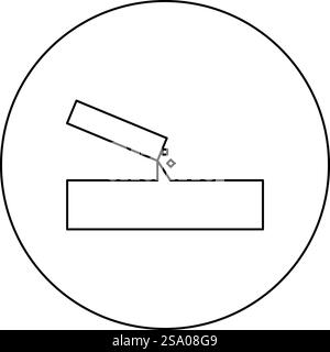 Béton verse icône de coulée en cercle rond couleur noire illustration vectorielle image contour ligne de contour mince style simple. Béton verse l'icône de coulée en cercle rond couleur noire illustration vectorielle de contour d'image ligne de contour mince style Illustration de Vecteur