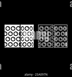 Film d'emballage à bulles d'air pour amortir l'emballage fragile rouleau en plastique antichoc polyéthylène concept de sécurité de cargaison Set icône blanc couleur illustration vectorielle image simple remplissage solide contour ligne de contour mince style plat. Film d'emballage à bulles d'air pour amortir l'emballage fragile rouleau en plastique antichoc polyéthylène concept de sécurité de cargaison Set icône blanc couleur illustration vectorielle image plein contour ligne de contour mince style plat Illustration de Vecteur