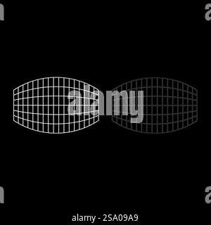 Rectangle dans la grille de projection en damier ensemble icône blanc couleur illustration vectorielle image simple plein contour ligne de contour mince style plat. Rectangle dans la grille de projection à damier définir icône blanche couleur vectorielle illustration image plein contour ligne de contour mince style plat Illustration de Vecteur