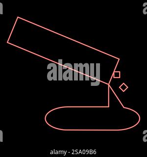 Néon béton coulant coulant couleur rouge illustration vectorielle image de style plat lumière. Néon coulent du béton coulant de la couleur rouge illustration vectorielle image plat style Illustration de Vecteur