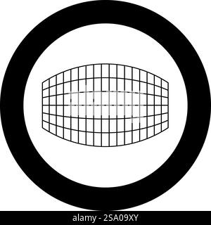 Rectangle dans la grille de projection icône en damier en cercle rond noir illustration vectorielle image solide style simple. Rectangle dans la grille de projection icône en damier dans le cercle rond couleur noire illustration vectorielle image plein style de contour Illustration de Vecteur
