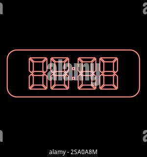 Néon horloge de table numérique bureau d'affichage électronique montre rouge couleur vecteur illustration image plat style lumière. Néon horloge de table numérique de bureau d'affichage électronique montre rouge couleur vecteur illustration image style plat Illustration de Vecteur