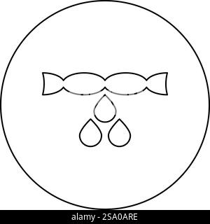 Séchage des vêtements enlevant l'eau de pressage goutte à goutte concept de blanchisserie icône en cercle rond couleur noire illustration vectorielle image contour ligne de contour mince style simple. Séchage des vêtements enlevant l'eau de pressage goutte à goutte concept de linge icône en cercle rond couleur noire illustration vectorielle contour de l'image ligne de contour mince style Illustration de Vecteur