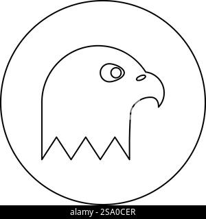 Eagle&rsquo;s icône de tête en cercle rond couleur noire illustration vectorielle image contour ligne de contour mince style simple. Eagle&rsquo ; s tête chauve de l'icône de proie en cercle rond couleur noire illustration vectorielle image contour ligne de contour mince style Illustration de Vecteur