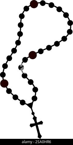 Perles de prière du Rosaire icône chrétienne Illustration de Vecteur