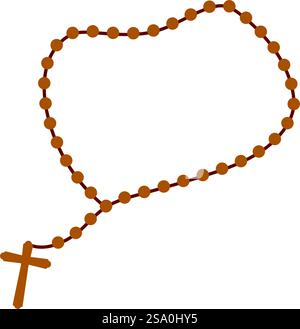 Perles de prière du Rosaire icône chrétienne Illustration de Vecteur