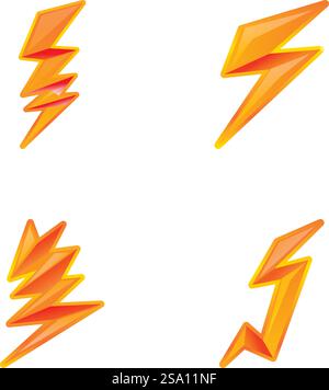 Les icônes d'éclair d'orage définissent le vecteur de dessin animé. Phénomène naturel. Mauvais temps. Les icônes d'éclair d'orage définissent le vecteur de dessin animé. Phénomène naturel Illustration de Vecteur