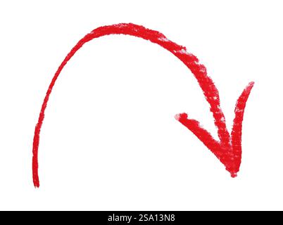 Une flèche dessinée en rouge isolée sur blanc Banque D'Images