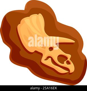 Vecteur de dessin animé d'icône fossile de dinosaure de terrain. Sol de boue de couche. Musée de biologie. Vecteur de dessin animé d'icône fossile de dinosaure de terrain. Sol de boue de couche Illustration de Vecteur