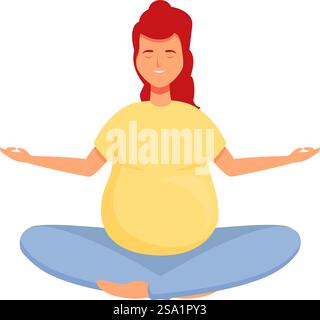 Vérifiez le vecteur de dessin animé d'icône de femme enceinte. Groupe féminin de yoga. Détendez-vous le temps de méditation. Vérifiez le vecteur de dessin animé d'icône de femme enceinte. Groupe féminin de yoga Illustration de Vecteur