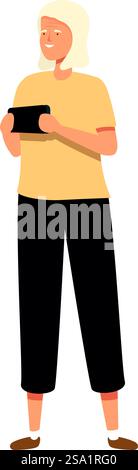 Grand-mère prendre smartphone shot Icon vecteur de dessin animé. Voyage senior. Personne Granny. Grand-mère prendre smartphone shot Icon vecteur de dessin animé. Voyage senior Illustration de Vecteur