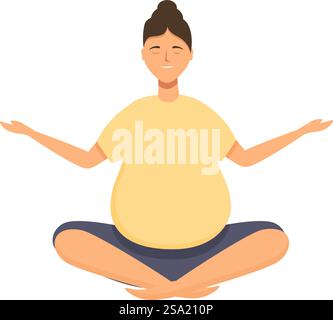 Femme enceinte sur le vecteur de dessin animé d'icône de yoga. Détendez-vous. Exercice de personne calme. Femme enceinte sur le vecteur de dessin animé d'icône de yoga. Détendez-vous Illustration de Vecteur