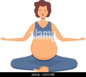 Salle de gym de classe de yoga pour vecteur de dessin animé d'icône enceinte. Femme calme. Relaxez la méditation. Salle de gym de classe de yoga pour vecteur de dessin animé d'icône enceinte. Femme calme Illustration de Vecteur