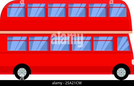 Vecteur de dessin animé d'icône de bus rouge excursion. Arrêt de la gare de Londres. Visite touristique avant. Vecteur de dessin animé d'icône de bus rouge excursion. Arrêt de la gare de Londres Illustration de Vecteur