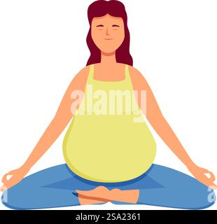Femme au vecteur de dessin animé d'icône de pose de yoga. Femme enceinte calme. Exercice relaxant. Femme au vecteur de dessin animé d'icône de pose de yoga. Femme enceinte calme Illustration de Vecteur
