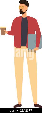 Garçon hipster avec vecteur de dessin animé d'icône de café de rue. Culture de la mode. Accessoire d'objet. Garçon hipster avec vecteur de dessin animé d'icône de café de rue. Culture de la mode Illustration de Vecteur