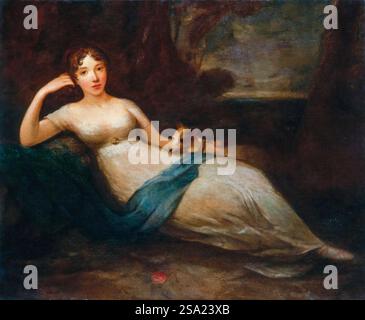 Lady Caroline Lamb (née Ponsonby, 1785-1828), aristocrate anglo-irlandaise et romancière, portrait peint à l'huile sur toile par Eliza H Trotter, vers 1811 Banque D'Images