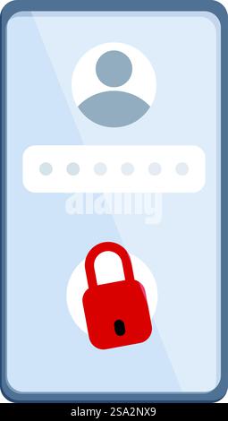 Vecteur de dessin animé d'icône de mot de passe de téléphone incorrect. Avertissement cyber. Système cyber oublié. Vecteur de dessin animé d'icône de mot de passe de téléphone incorrect. Avertissement cyber Illustration de Vecteur
