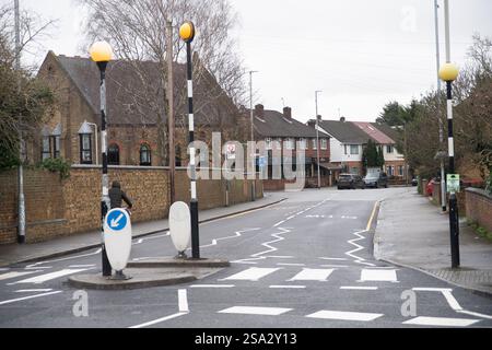 Sipson, West Drayton, Royaume-Uni. 28 janvier 2025. Sipson Village à West Drayton près de Londres Heathrow. La chancelière Rachel Reeves devrait annoncer demain qu'elle et le gouvernement travailliste sont favorables à la construction de la troisième piste d'atterrissage de Londres Heathrow. Si les plans obtiennent l'approbation, cela pourrait signifier qu'une grande partie du village de Sipson pourrait disparaître. Crédit : Maureen McLean/Alamy Live News Banque D'Images