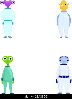 Les icônes extraterrestres de l'espace définissent le vecteur de dessin animé. Drôle d'espace alien ou monstre. Personnage de dessin animé. Les icônes extraterrestres de l'espace définissent le vecteur de dessin animé. Drôle d'espace alien ou monstre Illustration de Vecteur