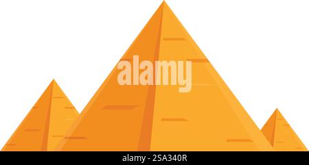 Graphique vectoriel de trois pyramides dorées de style cartoonstyle sur un fond blanc. Illustration de bande dessinée de pyramides d'or Illustration de Vecteur