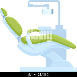 Illustration d'un fauteuil dentaire moderne avec des caractéristiques réglables et un design contemporain pour clinique dentaire, cabinet de dentiste, hygiène bucco-dentaire, et illustration vectorielle de soins de santé. Graphique vectoriel d'une chaise élégante et professionnelle de dentiste & rsquo ; s avec équipement Illustration de Vecteur