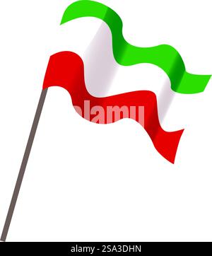 Agitant fièrement l'illustration du drapeau tricolore italien symbolisant le patriotisme et la fierté nationale, parfait pour célébrer la culture et le patrimoine dynamiques de l'italie & rsquo ; s. Représentation graphique du drapeau italien, représenté dans une position dynamique et ondulante Illustration de Vecteur