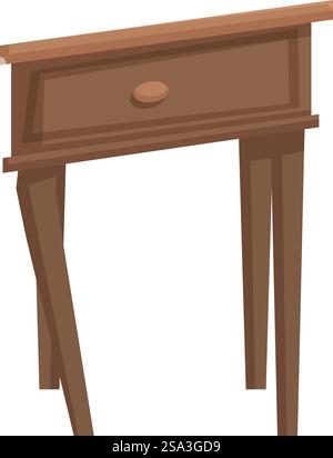Table de chevet en bois de dessin animé avec un tiroir, idéal pour les thèmes de design d'intérieur. Illustration vectorielle d'une table de chevet en bois Illustration de Vecteur