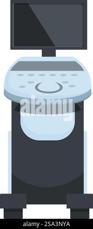 Graphique vectoriel de conception plate d'un dispositif médical de diagnostic par ultrasons contemporain sur fond blanc. Illustration vectorielle moderne de machine à ultrasons Illustration de Vecteur