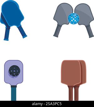 Collection d'illustrations vectorielles colorées représentant divers styles de battes de tennis de table. Ensemble de pagaies de tennis de table et illustration vectorielle de raquettes Illustration de Vecteur