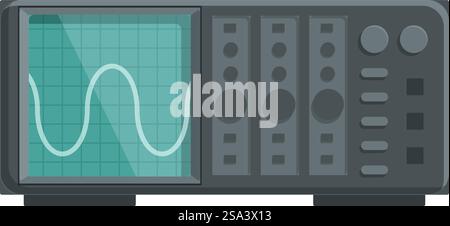 Conception plate d'un oscilloscope classique, un outil pour la visualisation de la tension du signal. Illustration vectorielle de l'équipement d'oscilloscope vintage Illustration de Vecteur