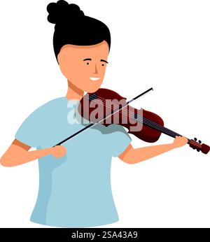 Musicienne joue du violon avec un sourire sur le visage. Jeune femme musicienne jouant du violon instrument de musique classique Illustration de Vecteur
