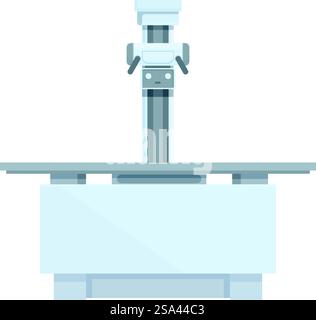 Illustration vectorielle d'un microscope stylisé sur une table de laboratoire, parfait pour les thèmes scientifiques. Microscope de dessin animé sur l'illustration de banc de laboratoire Illustration de Vecteur