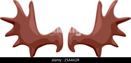 Paire de bois symétriques d'un élan taureau isolé sur un fond blanc. Paire de grands bois d'orignal bruns pointant dans des directions opposées Illustration de Vecteur