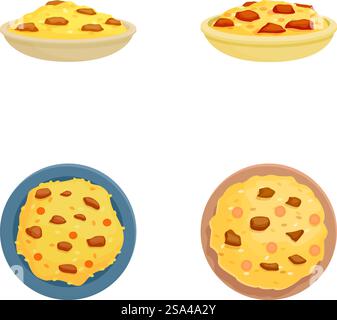 Collection de quatre illustrations vectorielles mettant en vedette divers biscuits faits maison. Ensemble vectoriel de cookies maison assorti Illustration de Vecteur