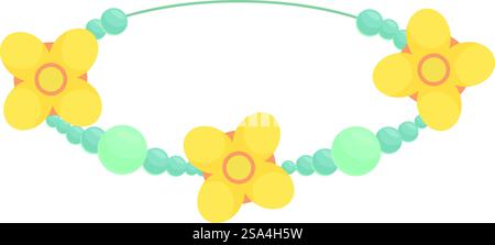 Bracelet fait de perles de fleurs jaunes et de perles rondes bleu turquoise est parfait pour ajouter une touche d'élégance à n'importe quelle tenue. Bracelet de perles de fleur jaune avec perles rondes bleu turquoise pour la conception de bijoux Illustration de Vecteur