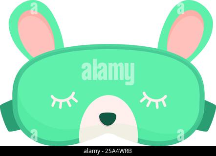 Masque de sommeil turquoise mignon avec oreilles de lapin pour bien dormir et avoir de beaux rêves. Masque de sommeil turquoise avec oreilles de lapin pour bien dormir Illustration de Vecteur