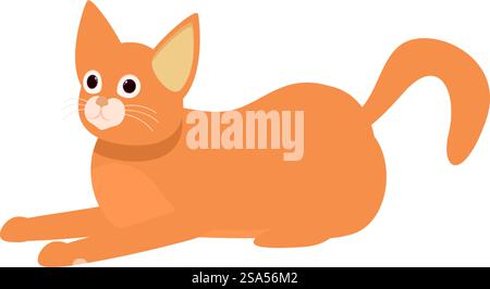 Adorable chat au gingembre relaxant, allongé sur le ventre et levant les yeux avec curiosité. Chat rouge mignon couché sur le ventre et regardant vers le haut Illustration de Vecteur