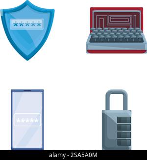 Les icônes de concept Cipher définissent le vecteur de dessin animé. Différents types de cryptage. Chiffrement des données. Les icônes de concept Cipher définissent le vecteur de dessin animé. Différents types de cryptage Illustration de Vecteur