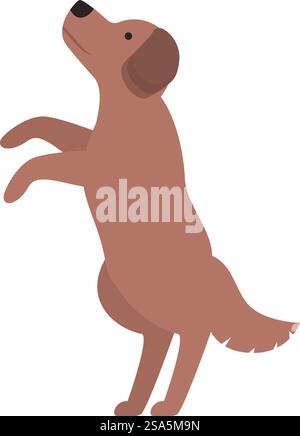 Illustration de bande dessinée d'un chien brun debout sur deux jambes regardant vers le haut. Chien brun mignon debout sur deux jambes regardant vers le haut Illustration de Vecteur