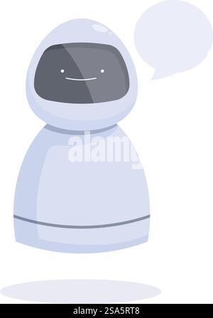 Robot amical communique et parle avec une bulle de parole. Robot mignon discutant et parlant avec bulle de parole Illustration de Vecteur