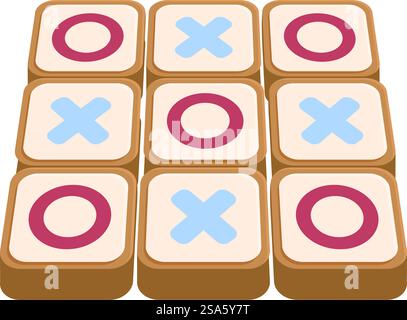 TIC tac toe plateau de jeu avec xs et os est montré, représentant le jeu classique de stratégie et d'habileté. TIC tac toe plateau de jeu avec xs et os est montré Illustration de Vecteur