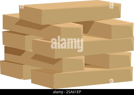 Grande pile de boîtes en carton s'équilibrant précairement formant une tour, prête à s'effondrer. Pile de boîtes en carton s'équilibrant précairement formant une tour Illustration de Vecteur