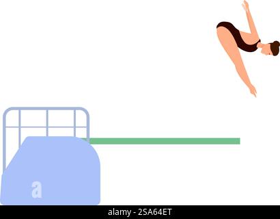 Jeune femme plongeant du tremplin dans une piscine. Jeune femme plongeant du tremplin dans la piscine Illustration de Vecteur
