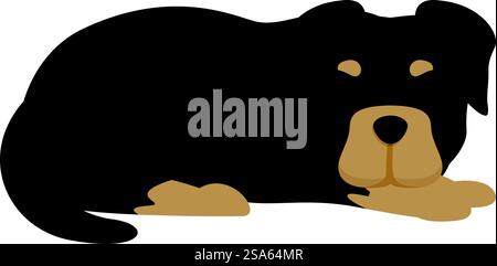 Adorable chien chiot rottweiler dormir, faire une sieste, se reposer, se détendre, adorable illustration d'animal de compagnie. Mignon rottweiler chiot chien dormir prendre une sieste se reposer Illustration de Vecteur