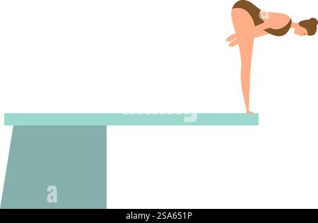 Jeune femme plongeuse se prépare à sauter du tremplin. Jeune femme plongeuse se préparant à sauter du tremplin Illustration de Vecteur