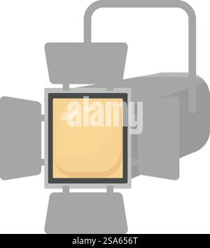 Projecteur de studio puissant fournissant un éclairage lumineux pour la photographie ou le tournage. Équipement d'éclairage professionnel, projecteur studio éclairant l'espace créatif Illustration de Vecteur