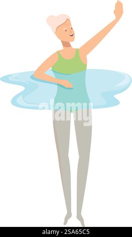 Femme senior faisant de l'aqua aérobic dans la piscine, style de vie actif. Femme âgée profite de son temps d'exercice dans une piscine Illustration de Vecteur